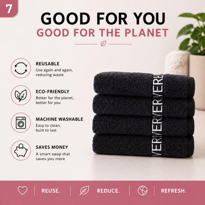 EVERLYGOODS Reusable Makeup Remover Cloths, Microfiber Face Towels, 12 x 12 Inch, Washable & Eco-Friendly, Pink & Black