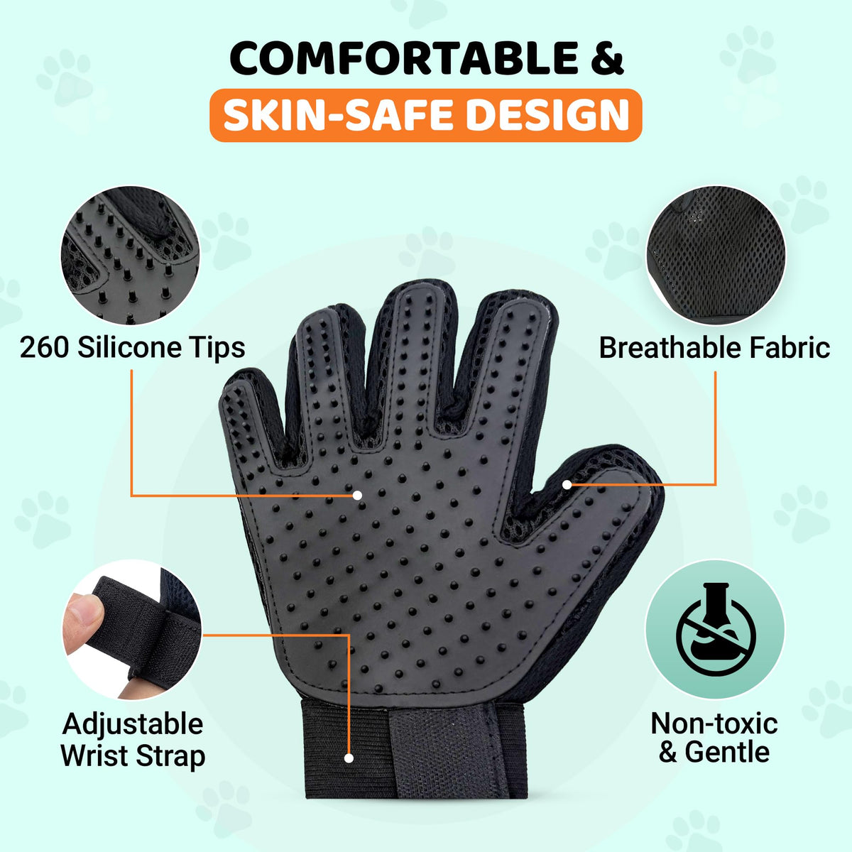 Pet Hair Remover Roller with Grooming Gloves – Reusable Lint Roller for Dog & Cat Hair, Furniture, Couch, Carpet & Clothes – 2-in-1 Pet Hair Removal Kit