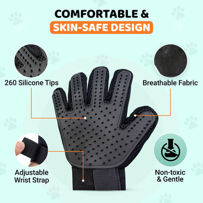 Pet Hair Remover Roller with Grooming Gloves – Reusable Lint Roller for Dog & Cat Hair, Furniture, Couch, Carpet & Clothes – 2-in-1 Pet Hair Removal Kit