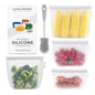 Everlygoods FreshLock Reusable Silicone Food Storage Bags 4 Pack with Cleaning Brush