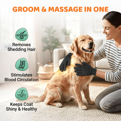 Pet Hair Remover Roller with Grooming Gloves – Reusable Lint Roller for Dog & Cat Hair, Furniture, Couch, Carpet & Clothes – 2-in-1 Pet Hair Removal Kit