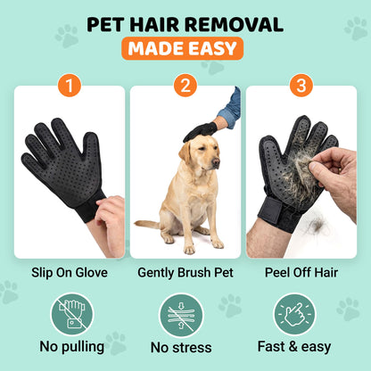 Pet Hair Remover Roller with Grooming Gloves – Reusable Lint Roller for Dog & Cat Hair, Furniture, Couch, Carpet & Clothes – 2-in-1 Pet Hair Removal Kit