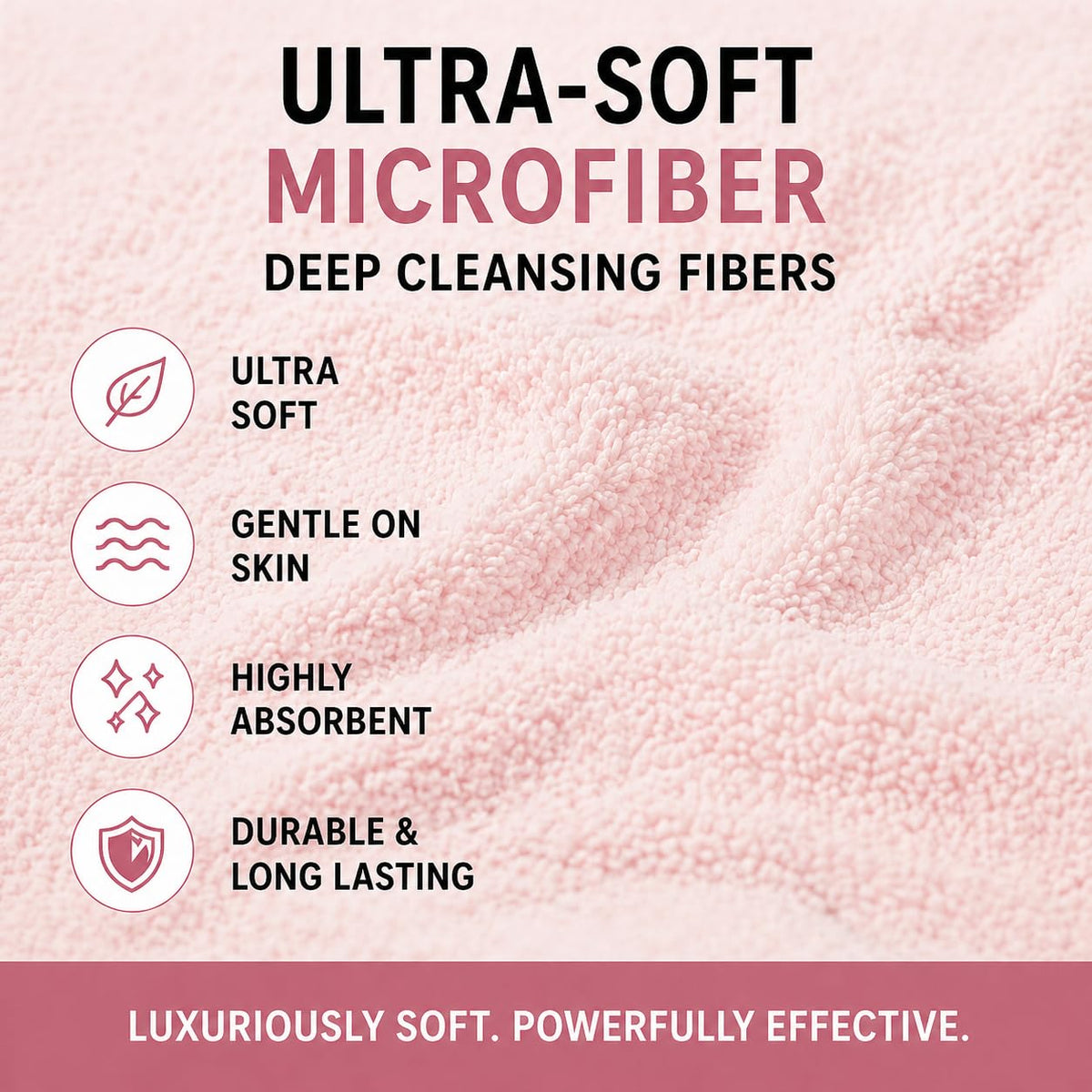 EVERLYGOODS Reusable Makeup Remover Cloths, Microfiber Face Towels, 12 x 12 Inch, Washable & Eco-Friendly, Pink & Black